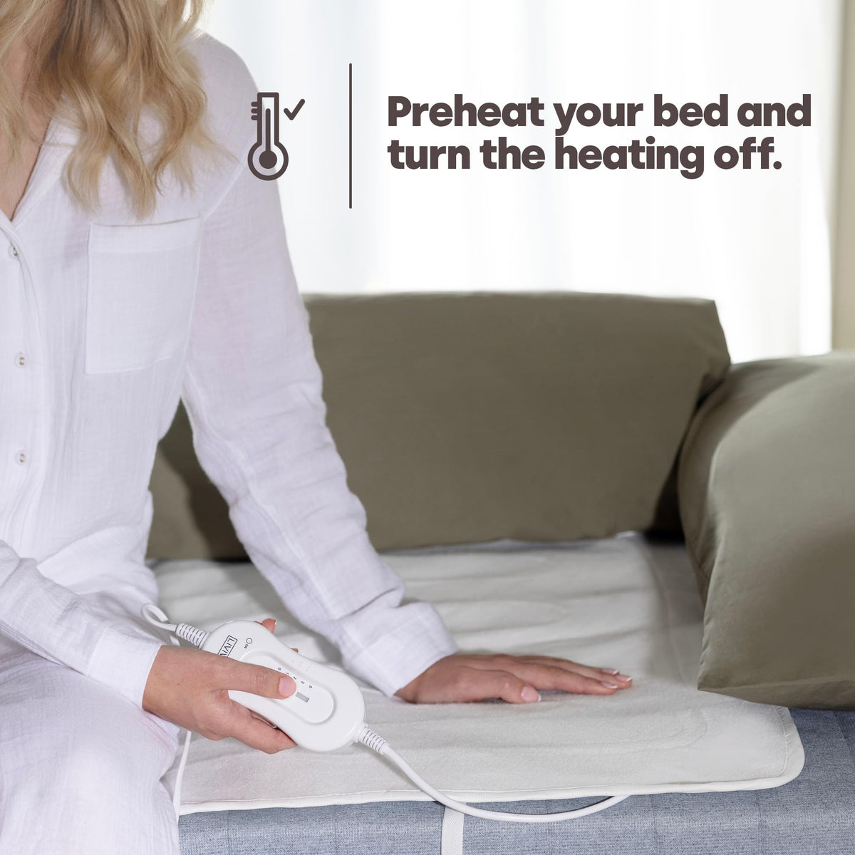 LIVIVO Electric Blanket King Size - Heated Underblanket for Bed - 165x137cm