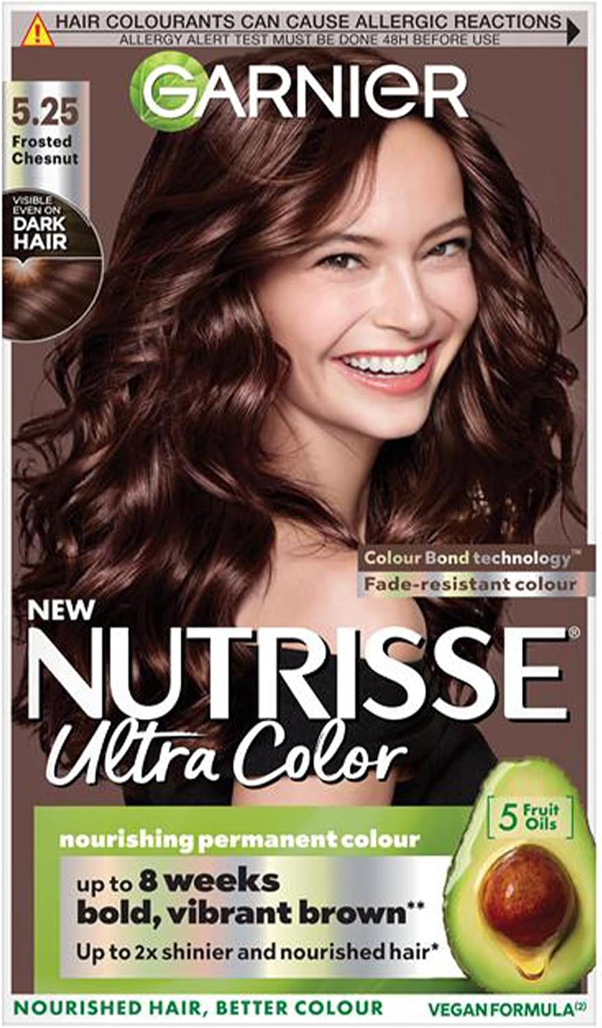 Garnier Nutrisse Ultra Color Permanent Hair Dye, 4.15 Iced Coffee Brown