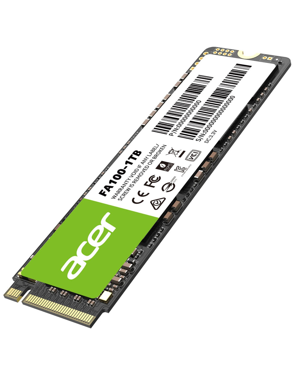 Acer FA100 M.2 2280 SSD 512GB: PCIe 3.0 NVMe with HMB & SLC Cache, Up to 3500 MB/s Read Speed, PC Internal Solid State Drive for Laptop & Desktop Upgrade