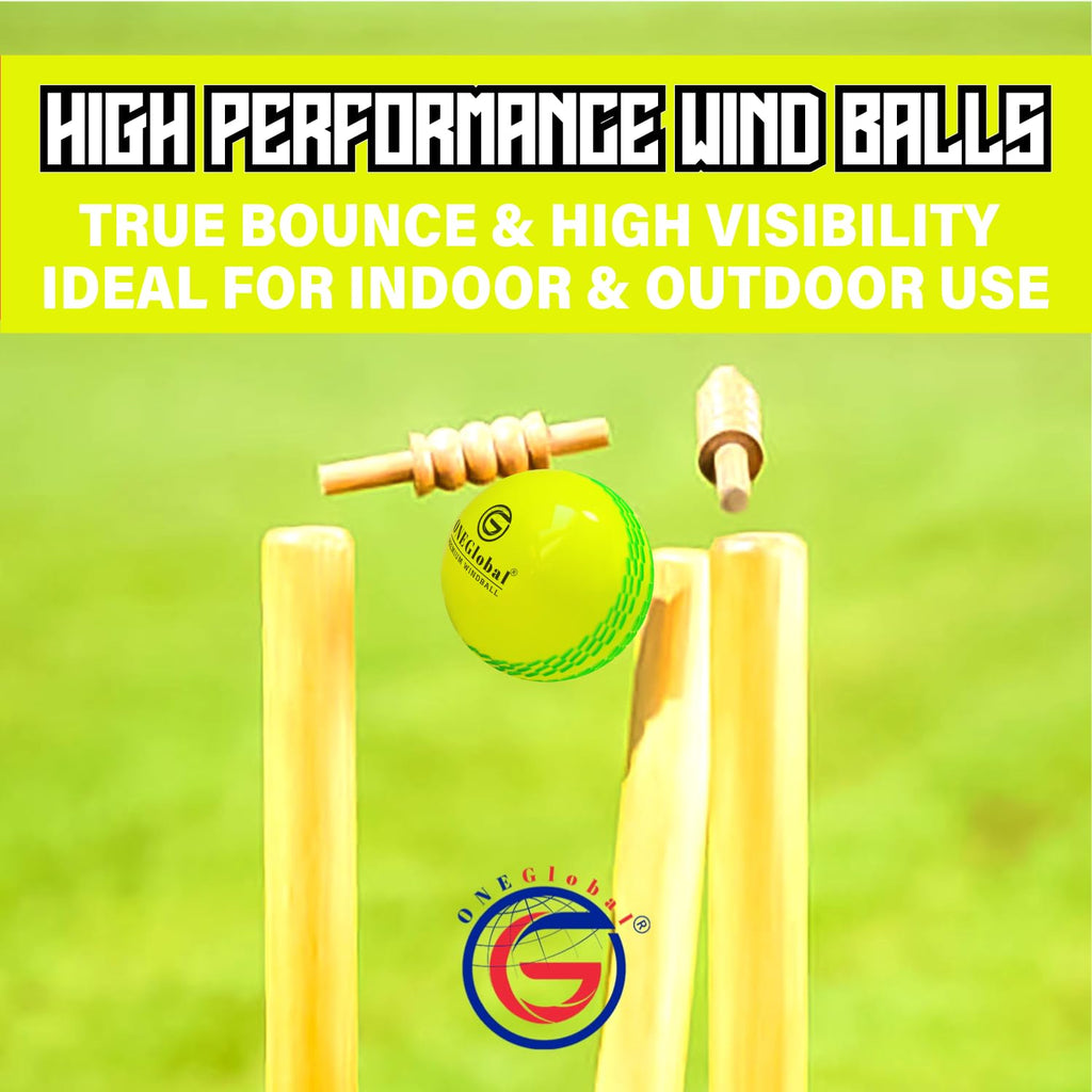 Premium Windball Soft Cricket Ball with Colour Seam | Wind Ball for Outdoor & Indoor Practice, Coaching, Garden & Beach Games