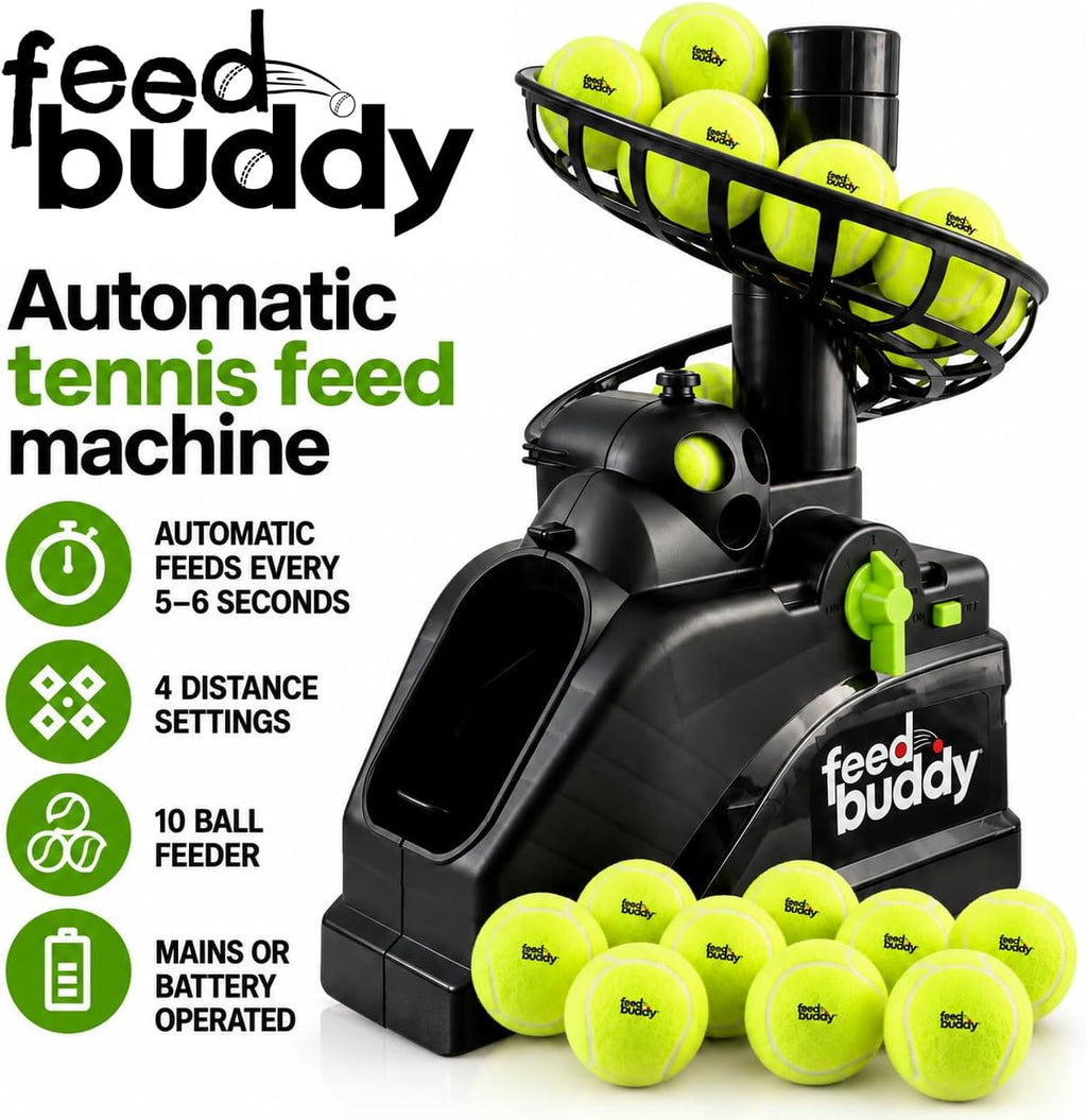 Feed Buddy Automatic Tennis Ball Machine – Portable Solo Practice Trainer