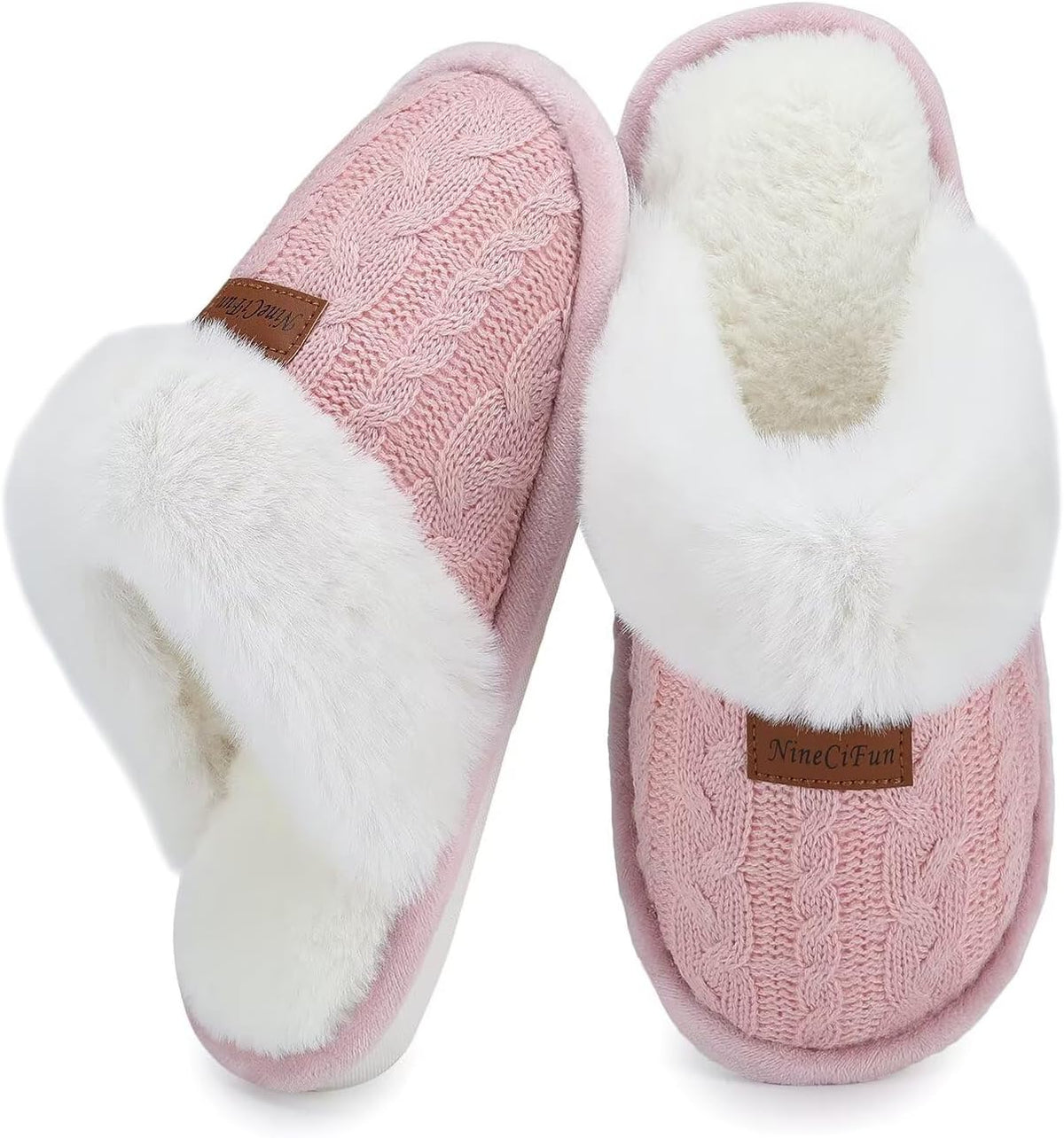 Women's Fuzzy Memory Foam Cozy House Slippers with Soft Faux Fur Lining
