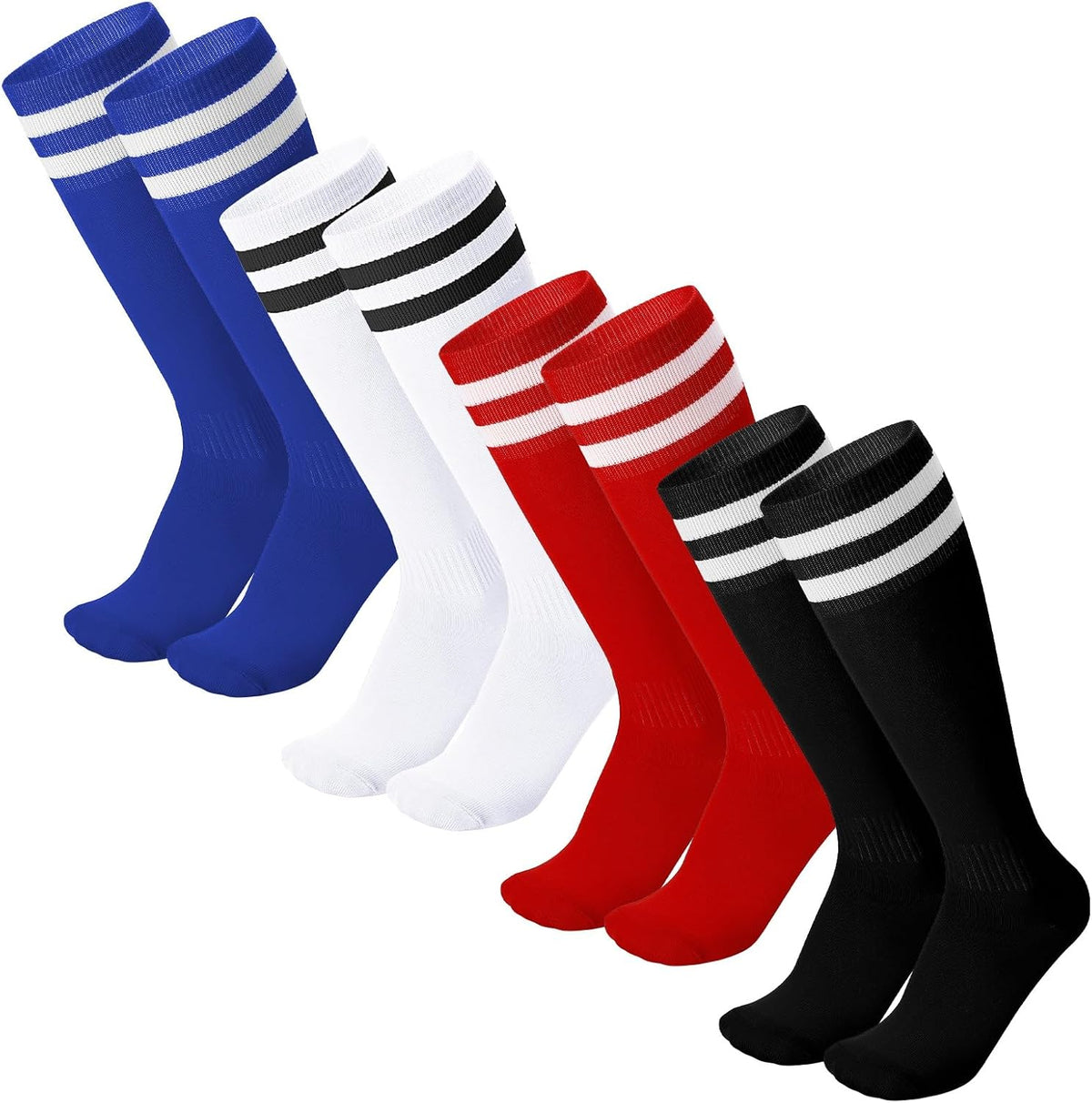 Zuimei 4 Pairs Football Socks Kids Football Socks for Boys Girls Childrens
