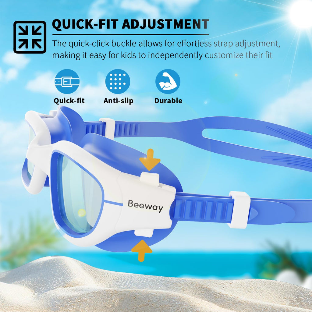 BEEWAY Kids Swimming Goggles for Boys Girls Age 6-14 Anti Fog & Leak Proof