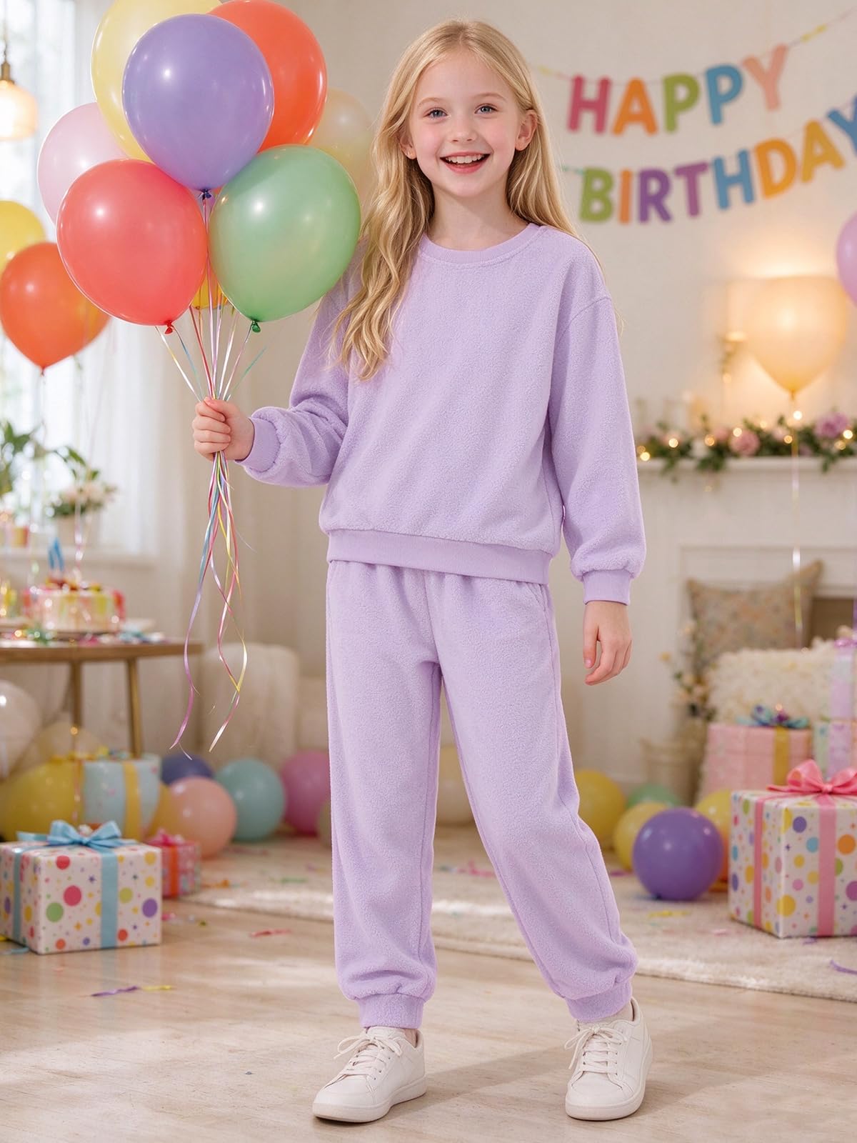 URMAGIC Girls' 2-piece Outfits Clothes Pants Tops Set Sweatpant Sweatshirt