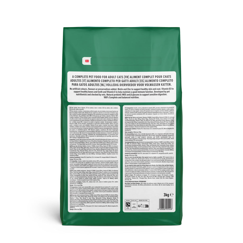 by Amazon - Complete Dry Cat Food with Salmon, Tuna and Vegetables, 1 pack of 3kg
