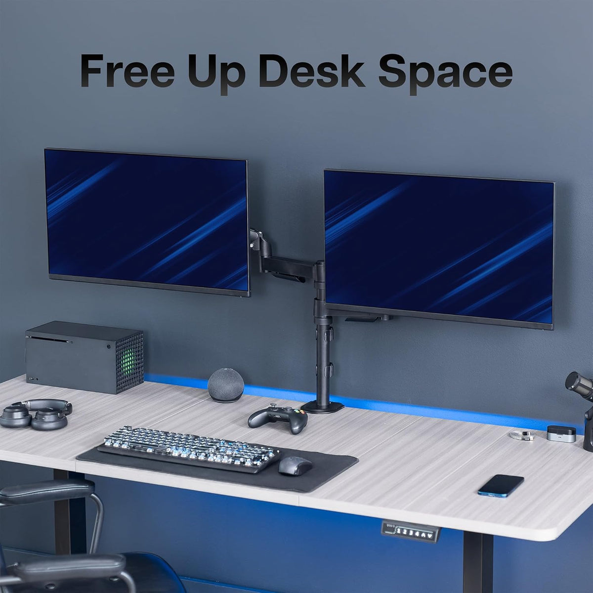 Dual Monitor Arm 17-32 Inch Pneumatic Heavy Duty VESA VIVO Desk Mount