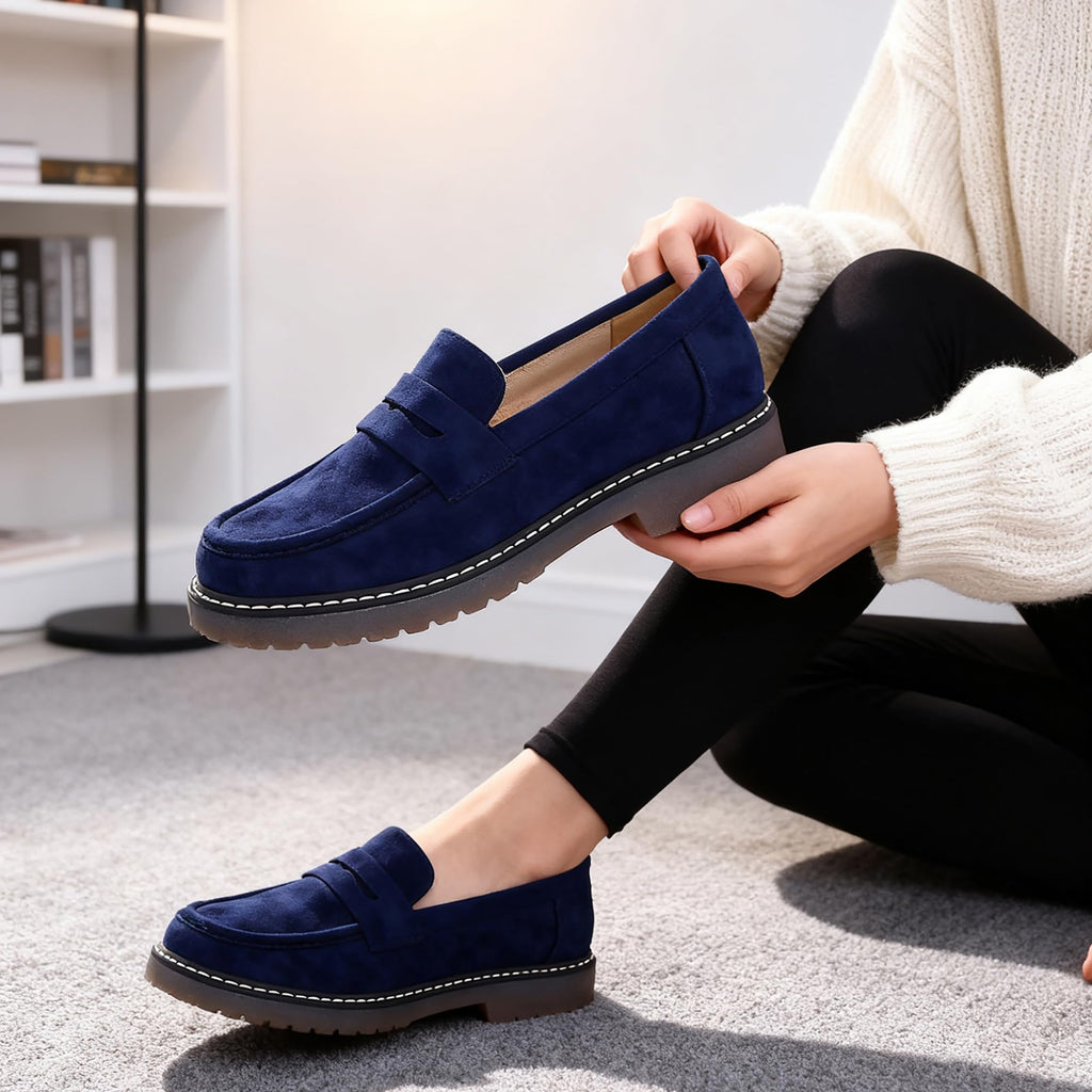 Womens Loafers Shoes Platform Chunky Penny Loafer Lug Sole Comfortable Slip On Work Office Business Casual Dressy Fashion Driving Moccasins Women Shoes