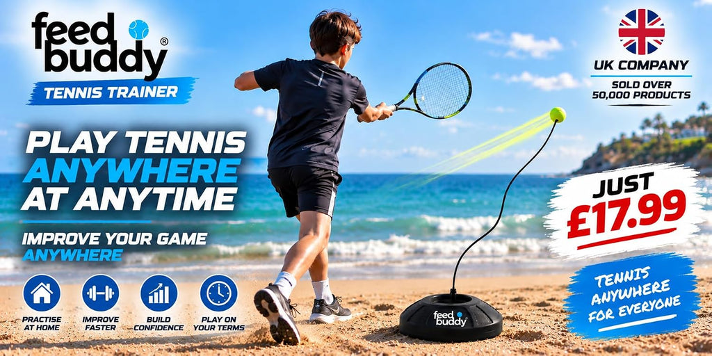 FEED BUDDY Tennis Trainer – Solo Practice Training Aid with Ball.