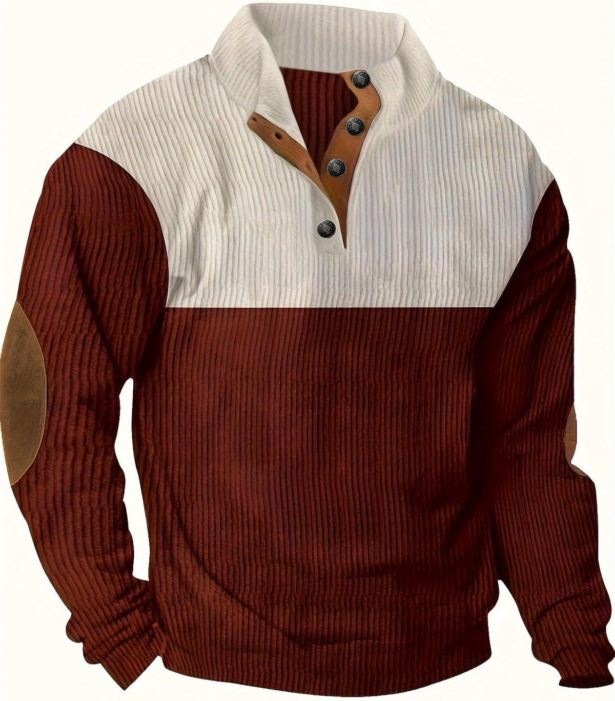 Retro Colorblock Knitted Ribbed Sweater, Neutral Tones,Men's Casual Warm Stand Collar Pullover Sweater for Fall Winter,Blue