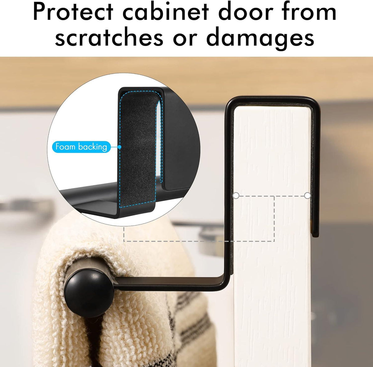 Over Door Towel Rail Set of 2 Kitchen Cabinet Towel Bar Bathroom No Drill