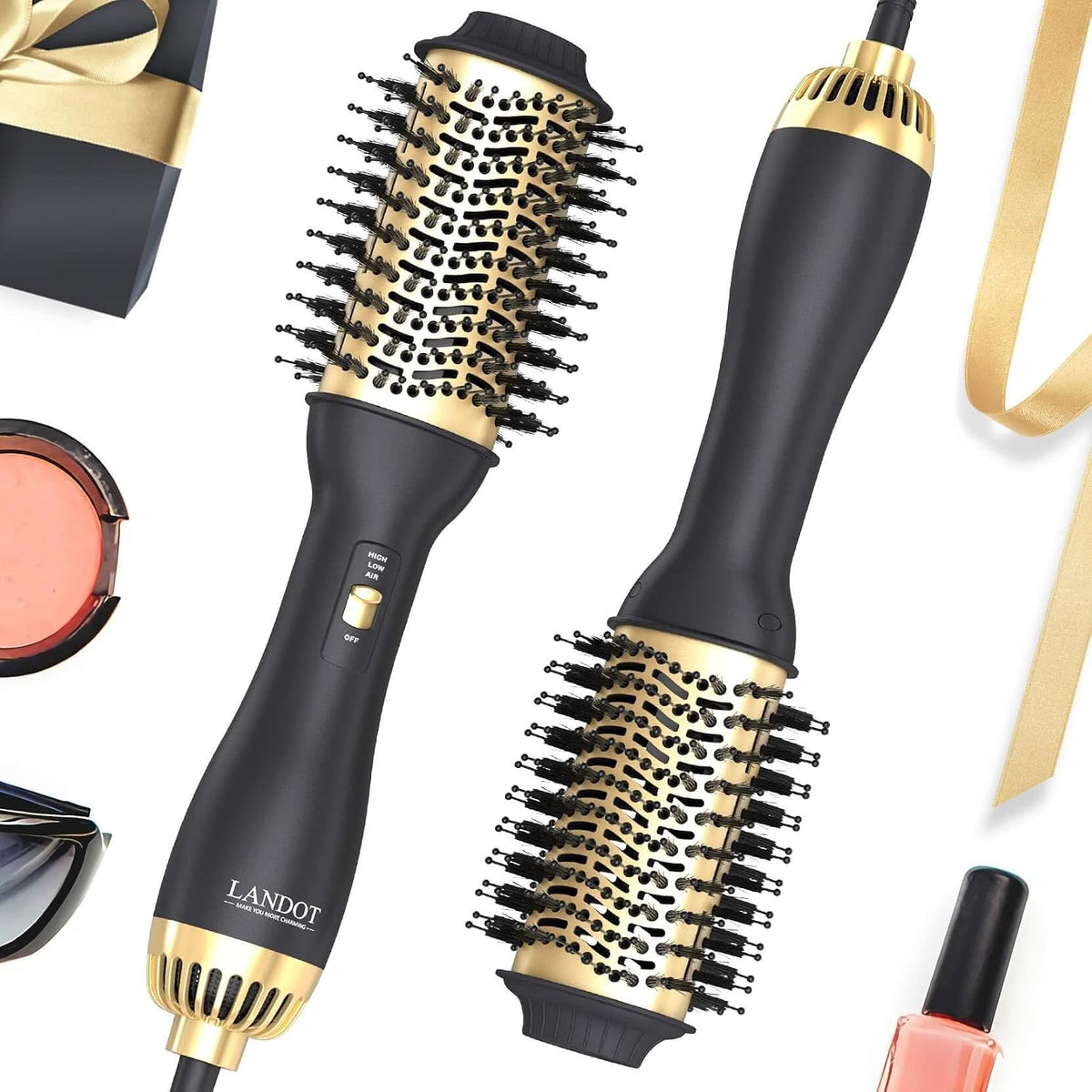 Hair Dryer Brush 60mm Oval Hot Air Styler Volumiser Blowout Brush LANDOT Ionic