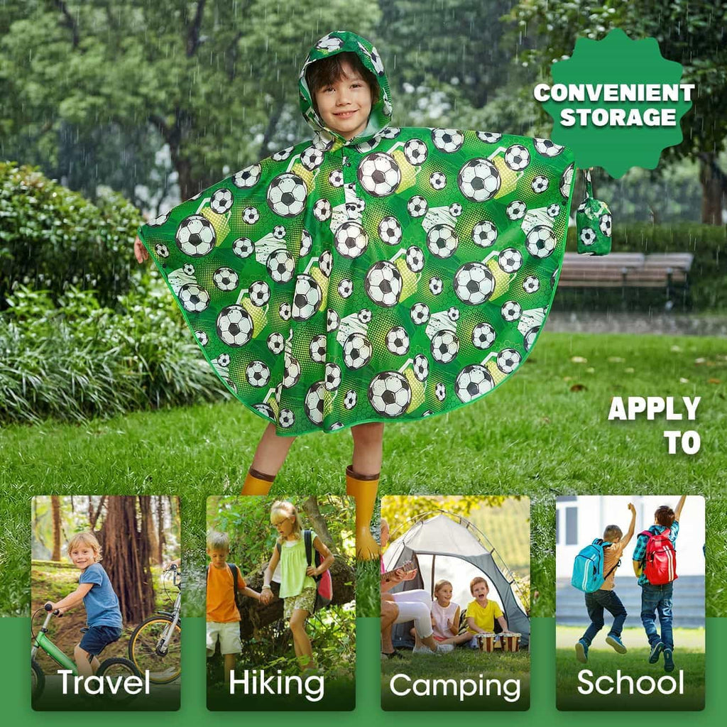 WAWSAM Kids Rain Poncho Waterproof Boys Girls Portable Raincoat Rain Jacket Lightweight Rainwear