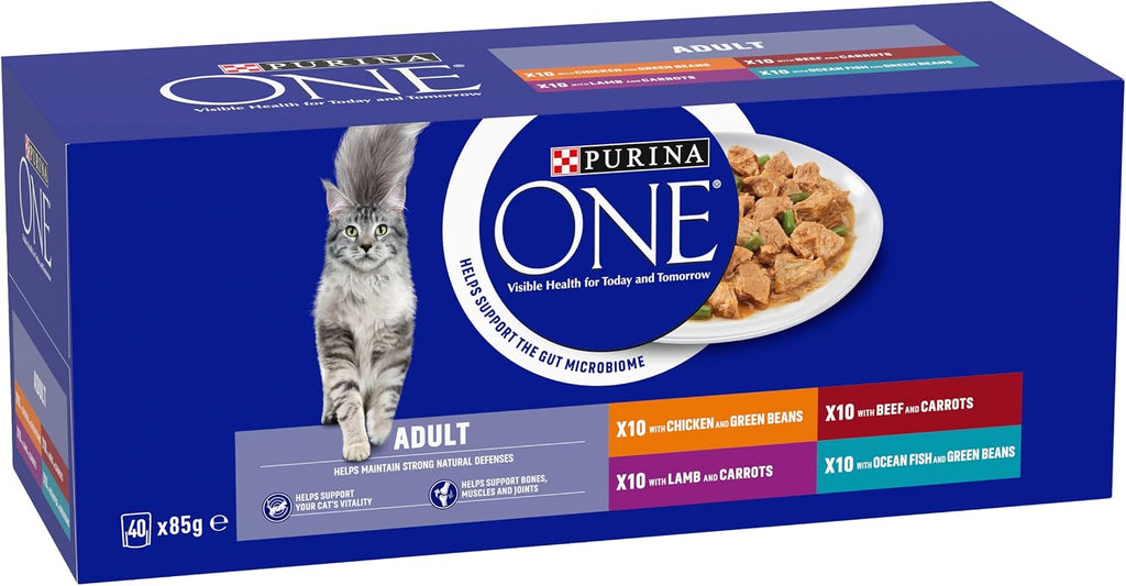 PURINA ONE Mini Fillets Mixed Selection in Gravy Adult Wet Cat Food 40x85g
