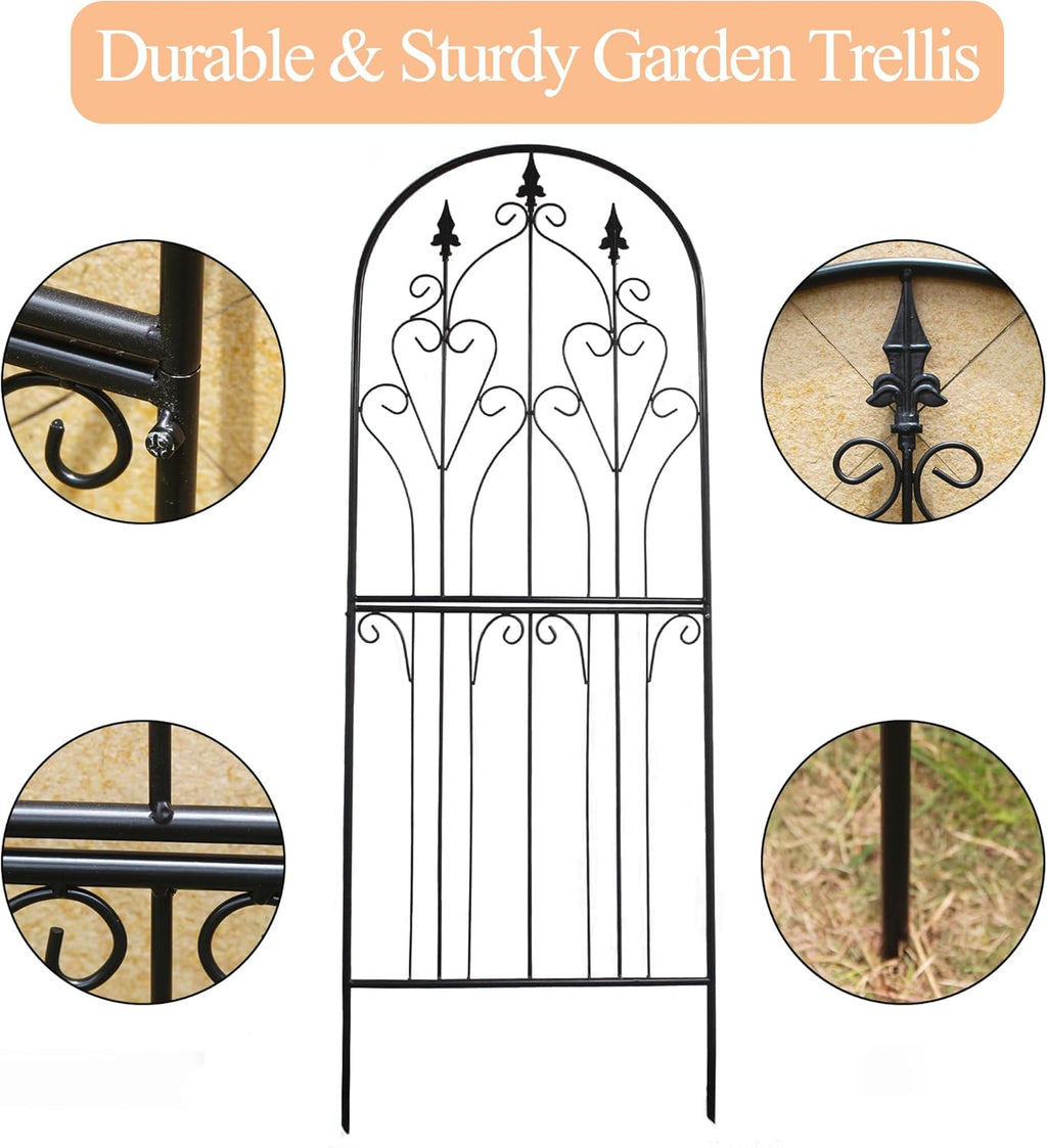 Garden Trellis Metal 180cm Black Rust Resistant Climbing Plant Support SCENDOR