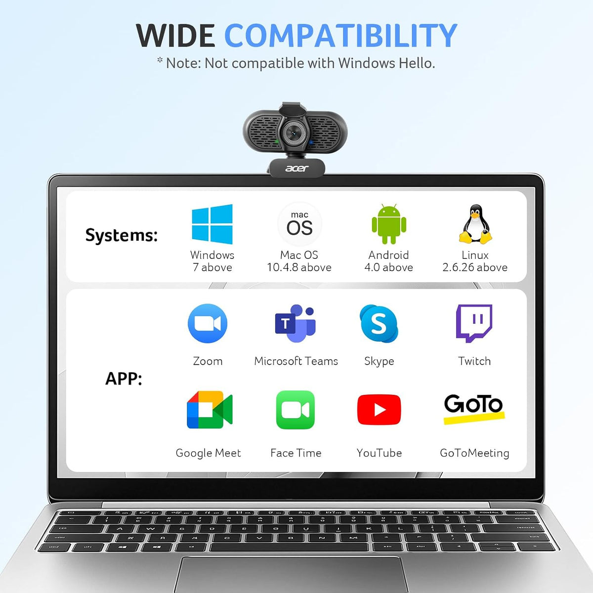 Acer A640 4K Webcam for PC with Sony Sensor PDAF Autofocus AI Noise Canceling Mic Privacy Shutter USB A to C Adapter Computer Camera for Gaming Streaming Meetings Switch 2 Camera Teams Zoom Facetime