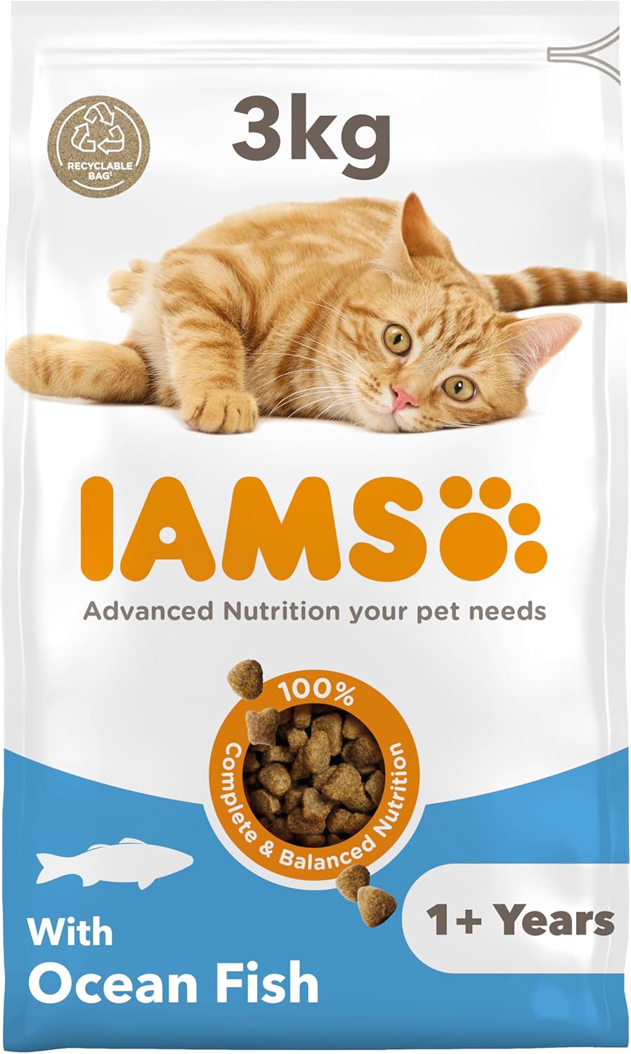 IAMS Adult Complete Dry Cat Food Chicken 3kg - Supports Strong Immune System