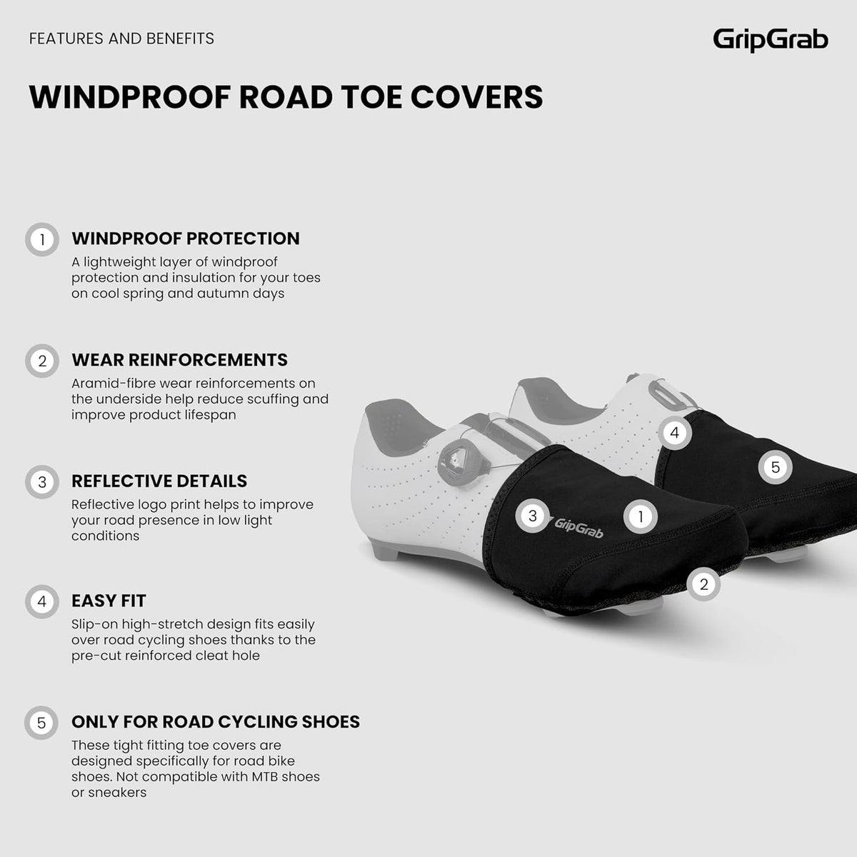 GripGrab Windproof Road Bike Toe Covers - Thermal Cycling Overshoes