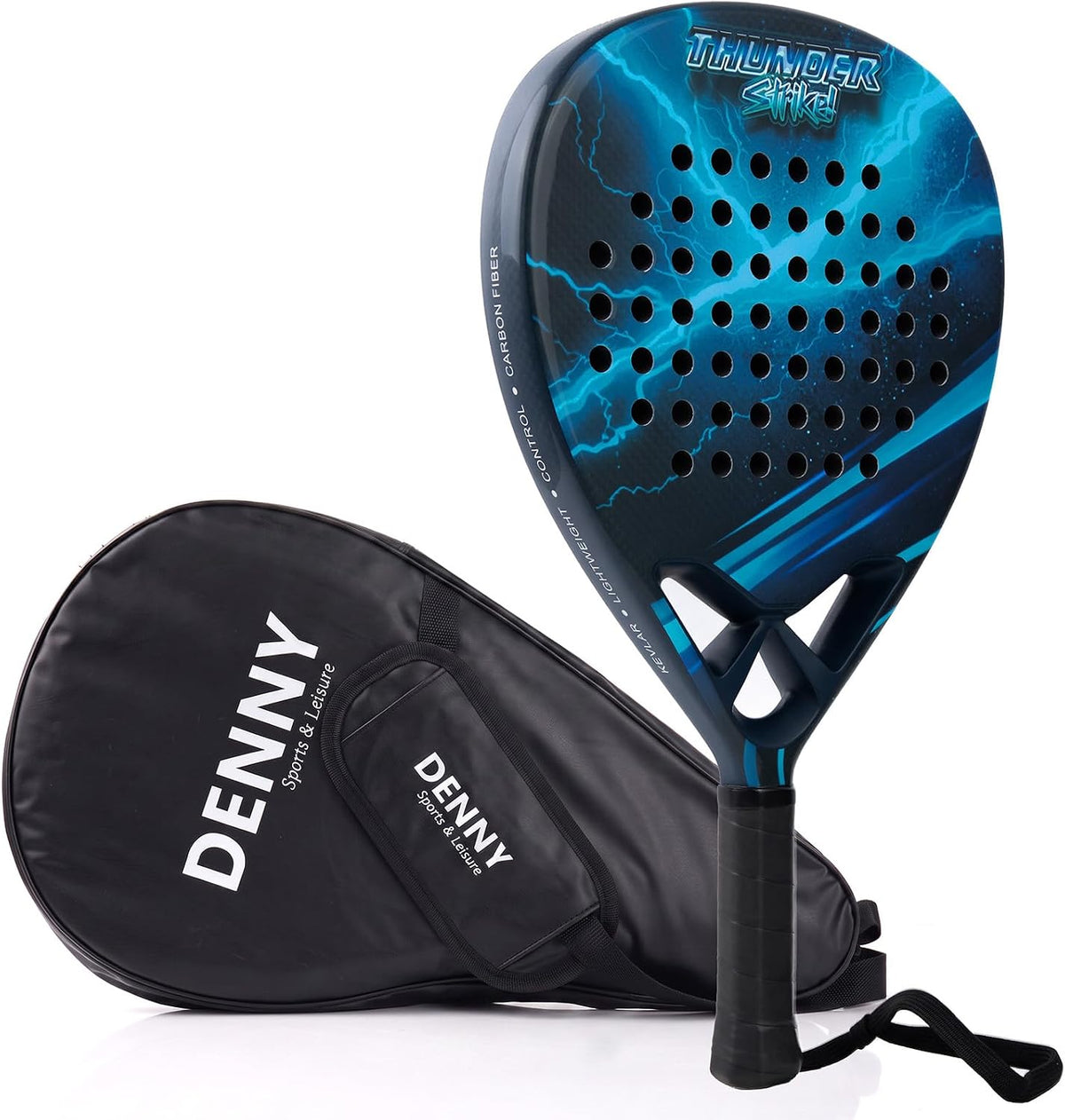 Crystals Padel Racket Carbon Fibre Surface EVA Foam Core with Carry Bag