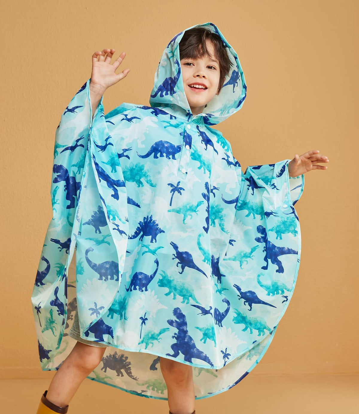 WAWSAM Kids Rain Poncho Waterproof Boys Girls Portable Raincoat Rain Jacket Lightweight Rainwear