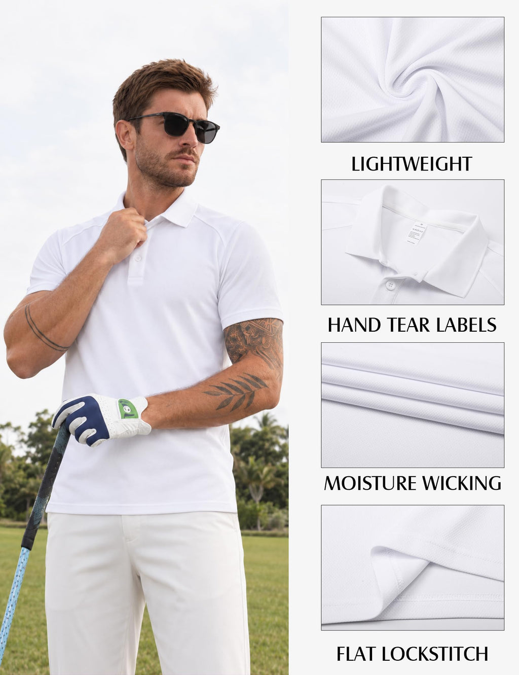 ZENGVEE 1/3/5 Pack Men's Polo Shirts Short Sleeve Quick Dry Breathable Top