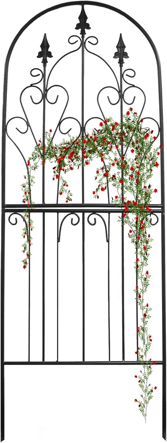 Garden Trellis Metal 180cm Black Rust Resistant Climbing Plant Support SCENDOR