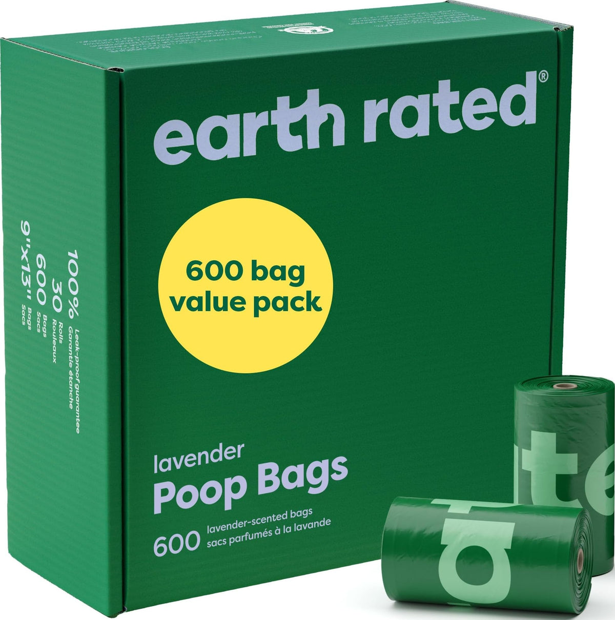 Earth Rated Dog Poo Bags, Guaranteed Leak Proof and Extra Thick Waste Bag Refill Rolls For Dogs, Lavender Scented, 120 Count