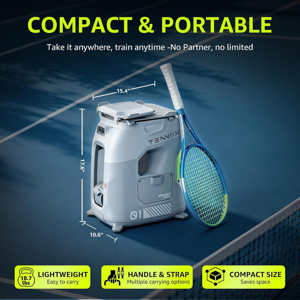 TENNIIX Basic Tennis Ball Machine, 18.7LB Portable Tennis Launcher Robot