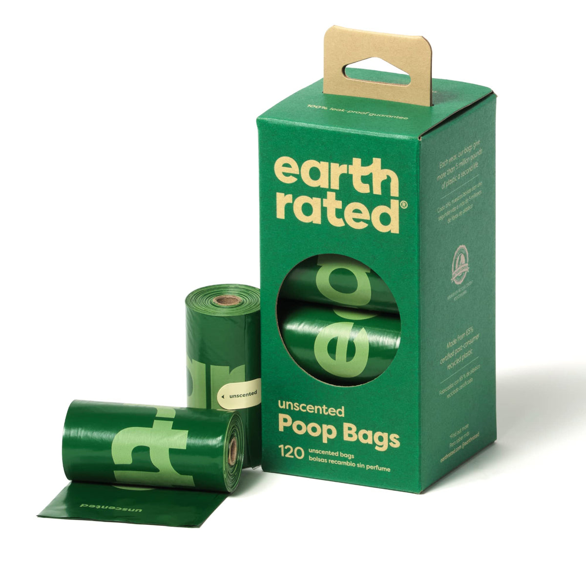 Earth Rated Dog Poo Bags, Guaranteed Leak Proof and Extra Thick Waste Bag Refill Rolls For Dogs, Lavender Scented, 120 Count