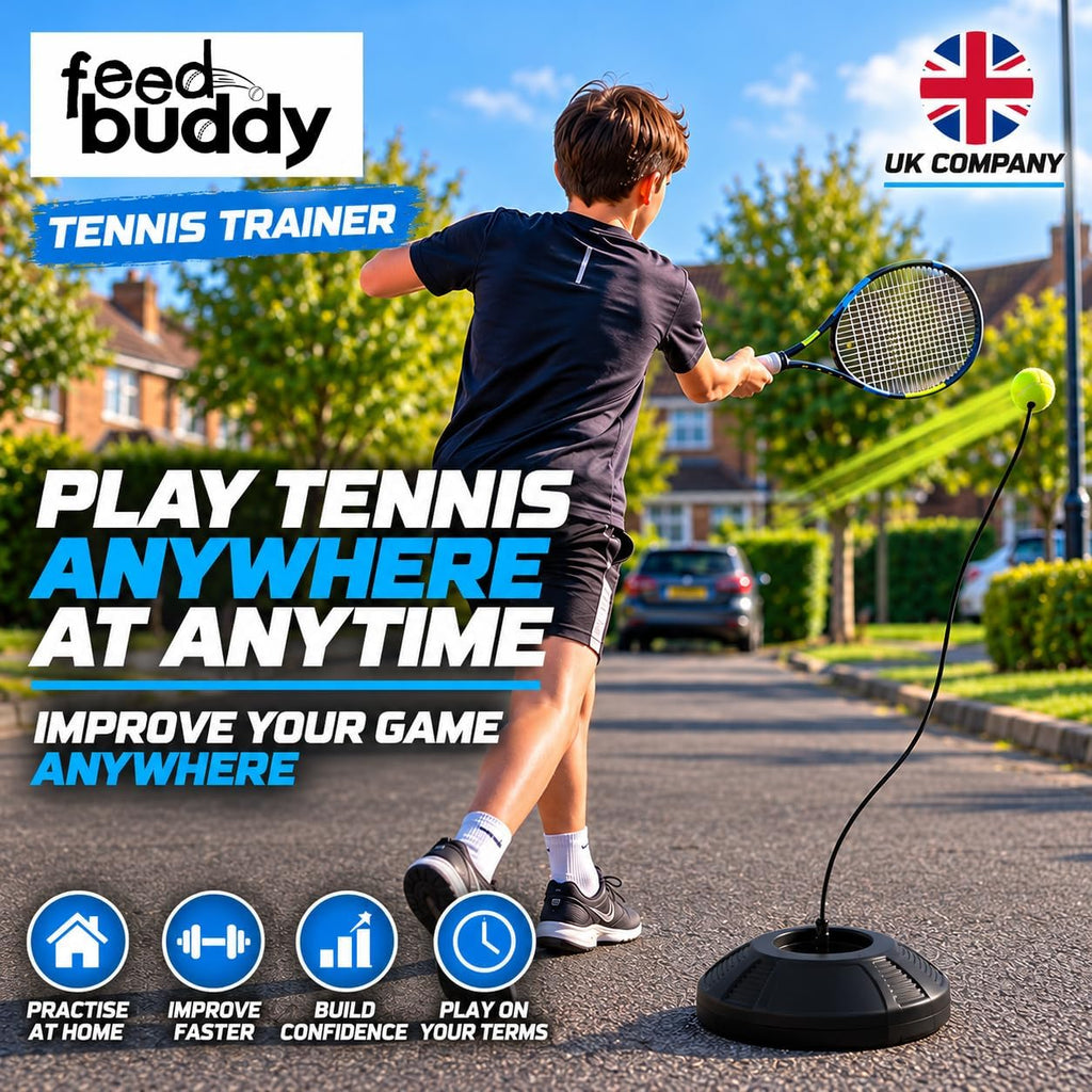 FEED BUDDY Tennis Trainer – Solo Practice Training Aid with Ball.