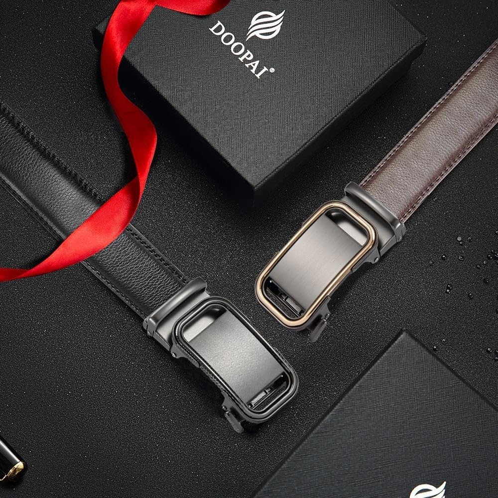 Ratchet Belt for Men - 2 Packs Leather Mens belt For Gift Men Dress and Casual,Trim to Fit