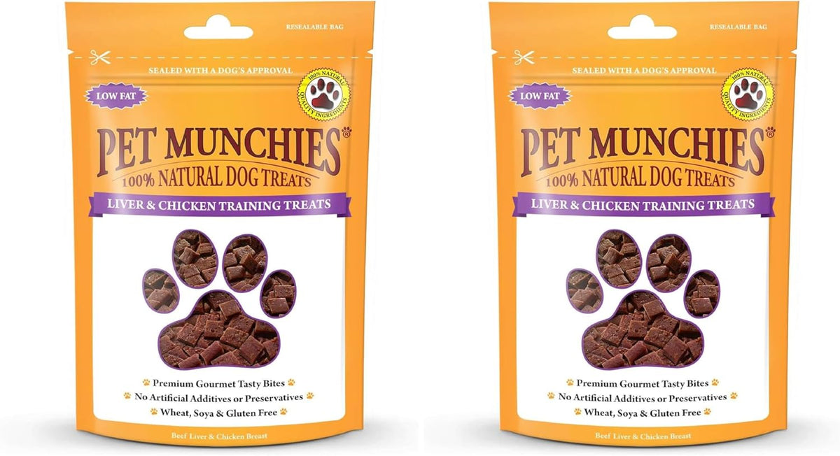 Pet Munchies Venison & Beef Liver Dog Training Treats, Grain Free Tasty Bites with Natural Real Meat, Low in Fat 50g
