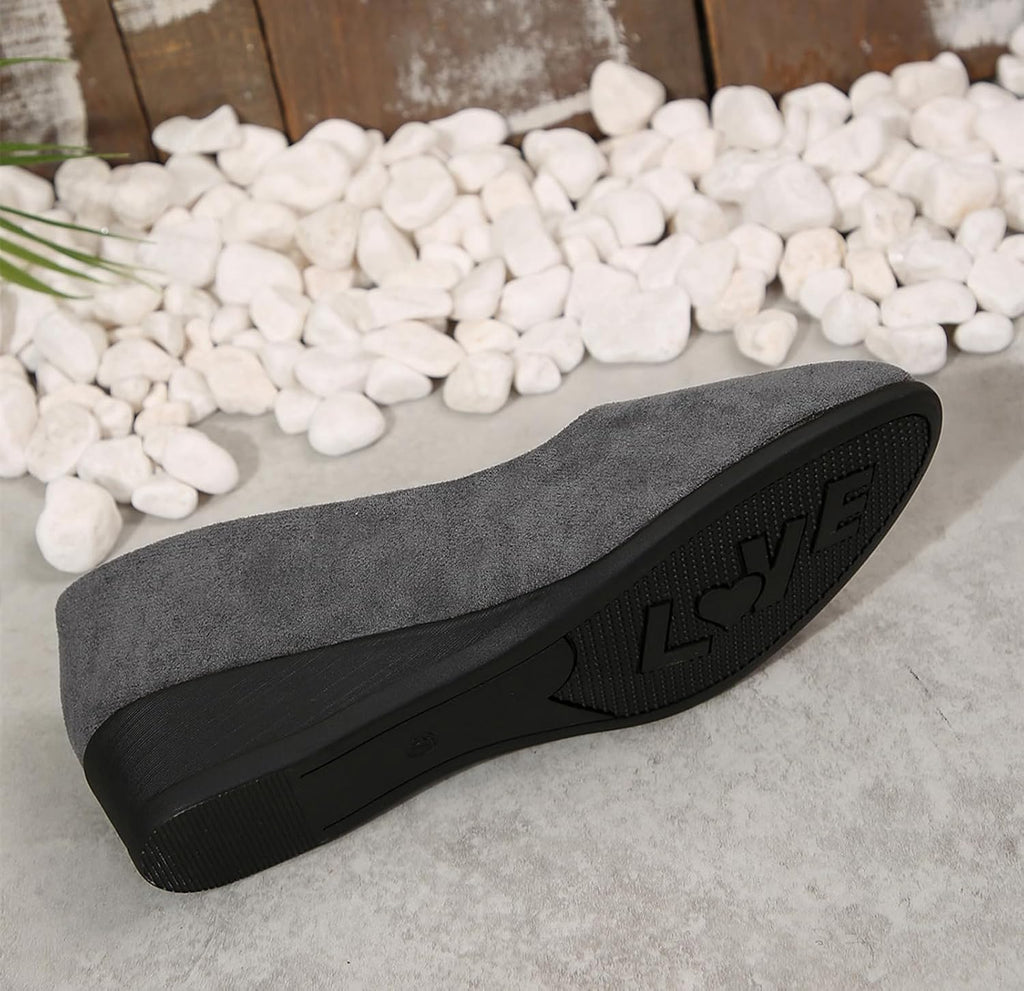 Women's Ballet Flats Business Office Work Dress Shoes Low Wedge Round Toe Slip-Ons Comfortable Dressy Casual Flats Shoes