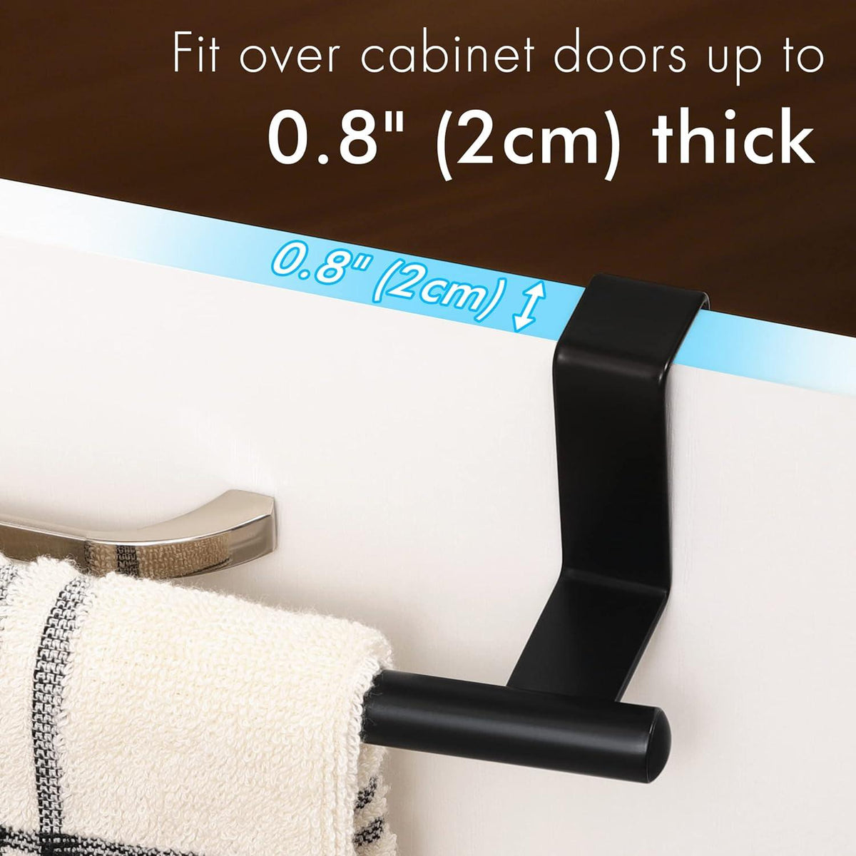 Over Door Towel Rail Set of 2 Kitchen Cabinet Towel Bar Bathroom No Drill
