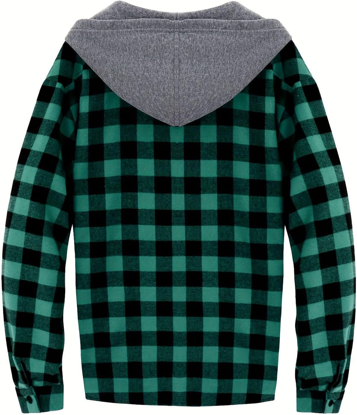 Men's Casual Plaid Hooded Shirt with Chest Pocket & Adjustable Drawstring - Stylish Long Sleeve Fall Casual Button-Up