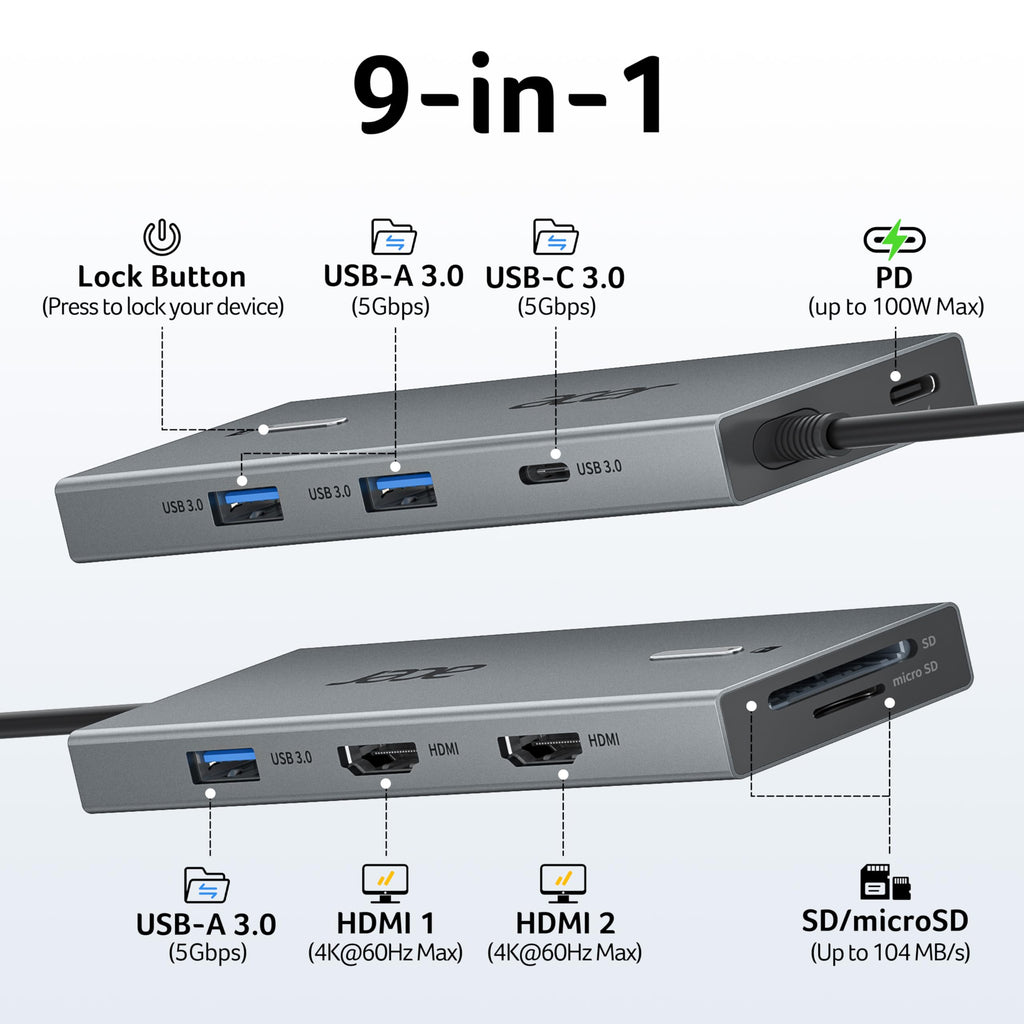 Acer 7IN1 USB C Hub, USB C to HDMI Adapter 4K@60Hz for Laptop, Mac