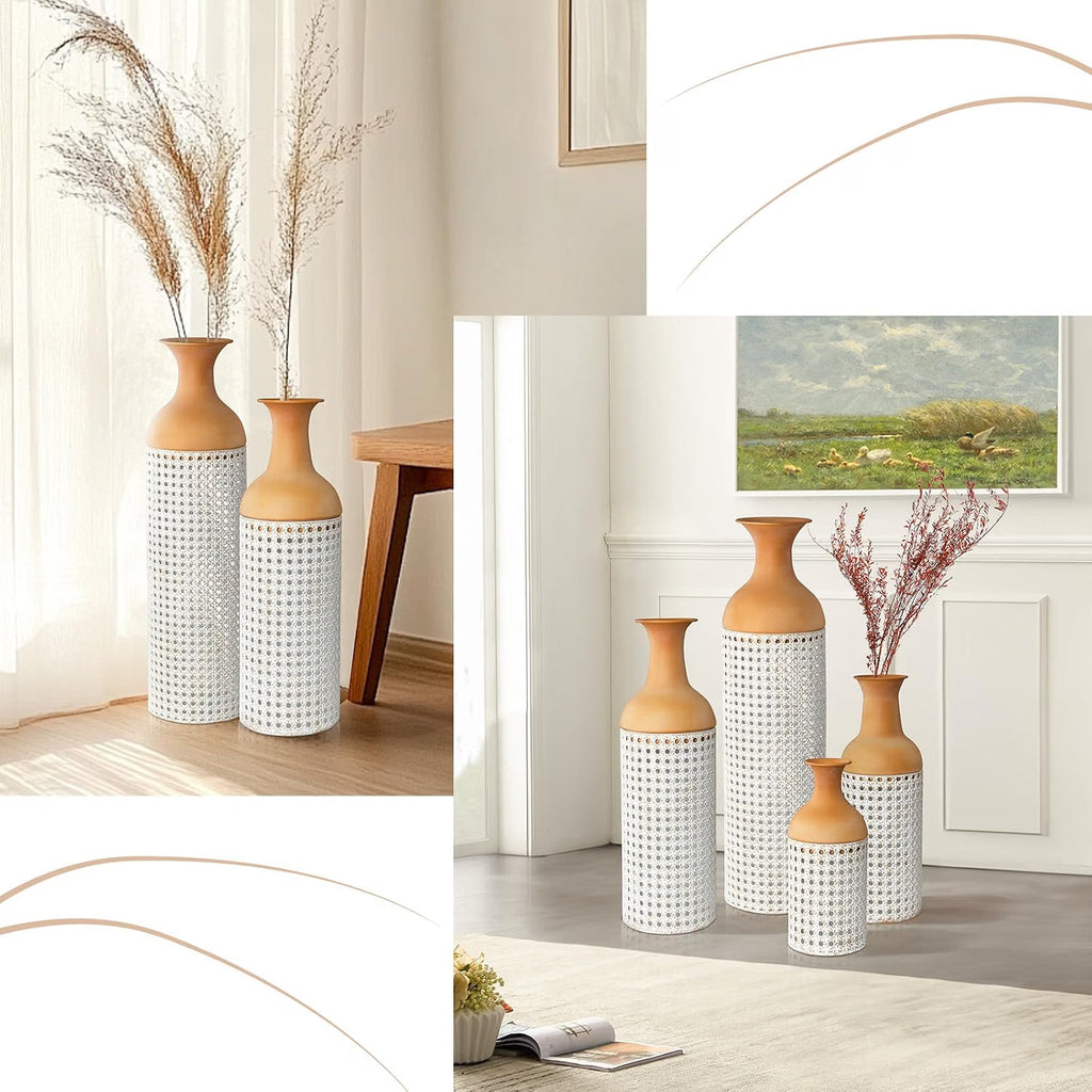Large Metal Floor Vases Set of 4 68 50 40 30cm White Yellow Home Decor Tall Vase