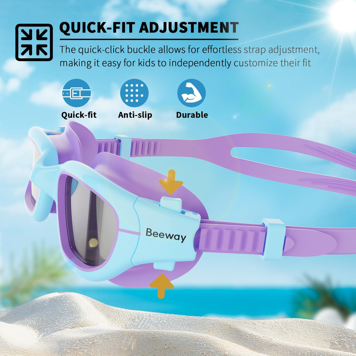 BEEWAY Kids Swimming Goggles for Boys Girls Age 6-14 Anti Fog & Leak Proof