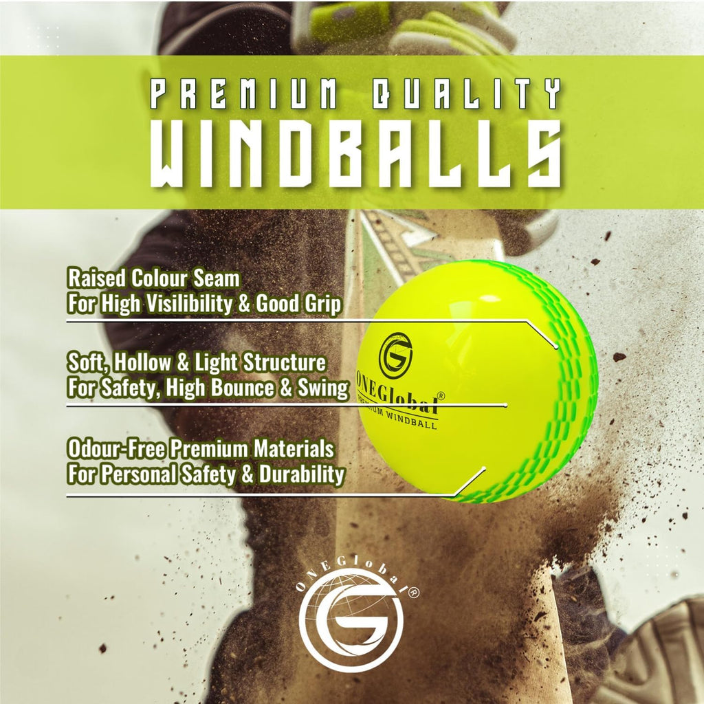 Premium Windball Soft Cricket Ball with Colour Seam | Wind Ball for Outdoor & Indoor Practice, Coaching, Garden & Beach Games