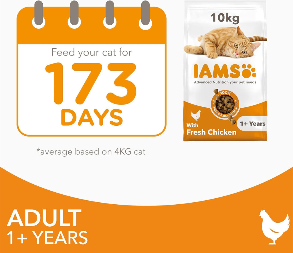 IAMS Adult Complete Dry Cat Food Chicken 3kg - Supports Strong Immune System