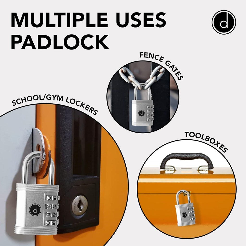 Combination Padlock 4 Digit Heavy Duty Weatherproof Gym Locker Shed Gate Lock