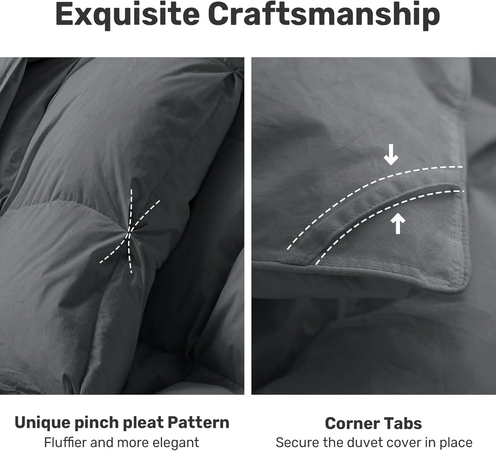 Double Duvet 10.5 Tog Goose Feather Down 200x200cm Cotton Washable Quilt Deodar