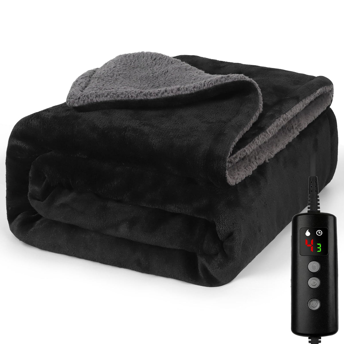 Heated Blanket Electric Throw 160x130CM, Dark Grey, Heating Blanket