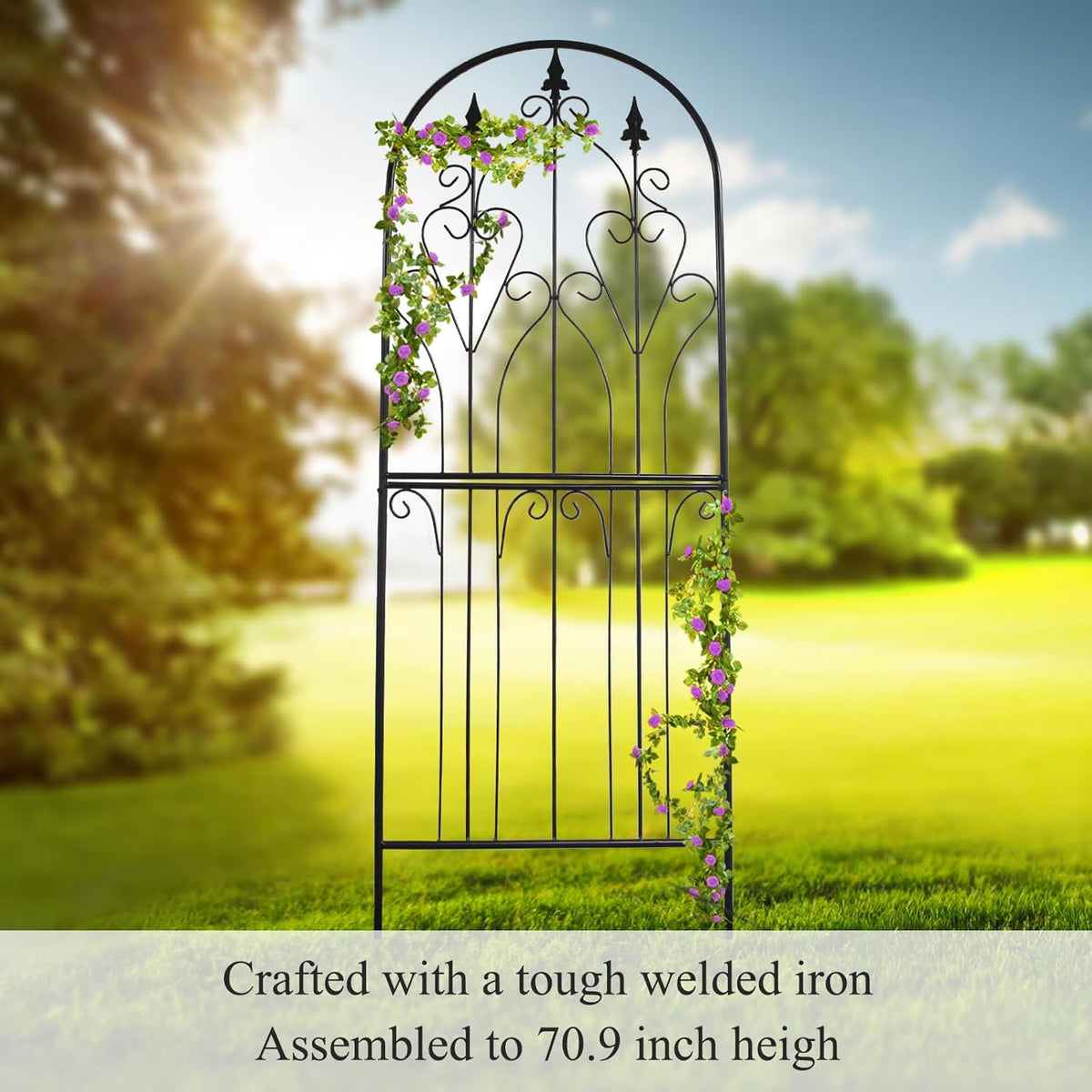 Garden Trellis Metal 180cm Black Rust Resistant Climbing Plant Support SCENDOR