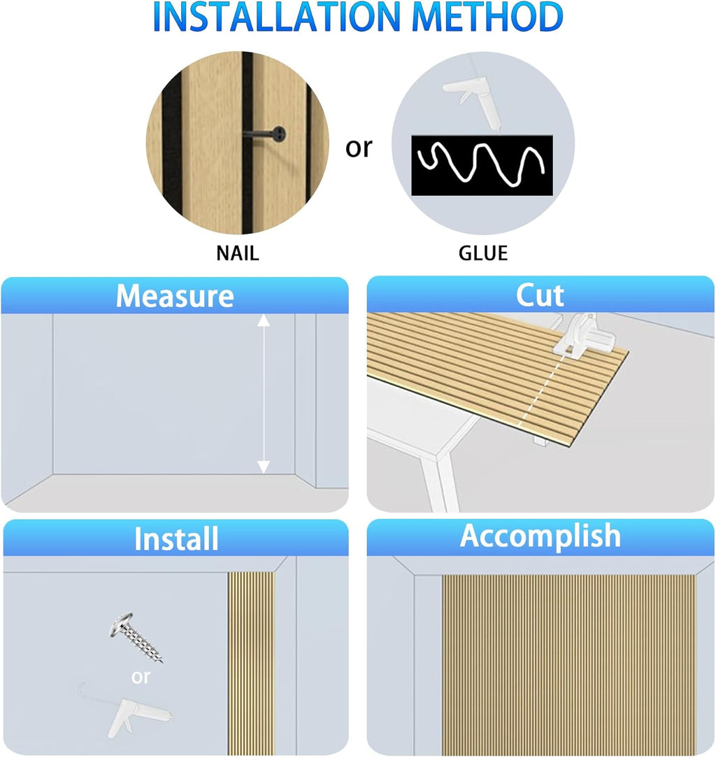 Acoustic Wall Panels 3D Slat Wood 2 Pack 122 x 60cm Natural Oak Sound Absorbing