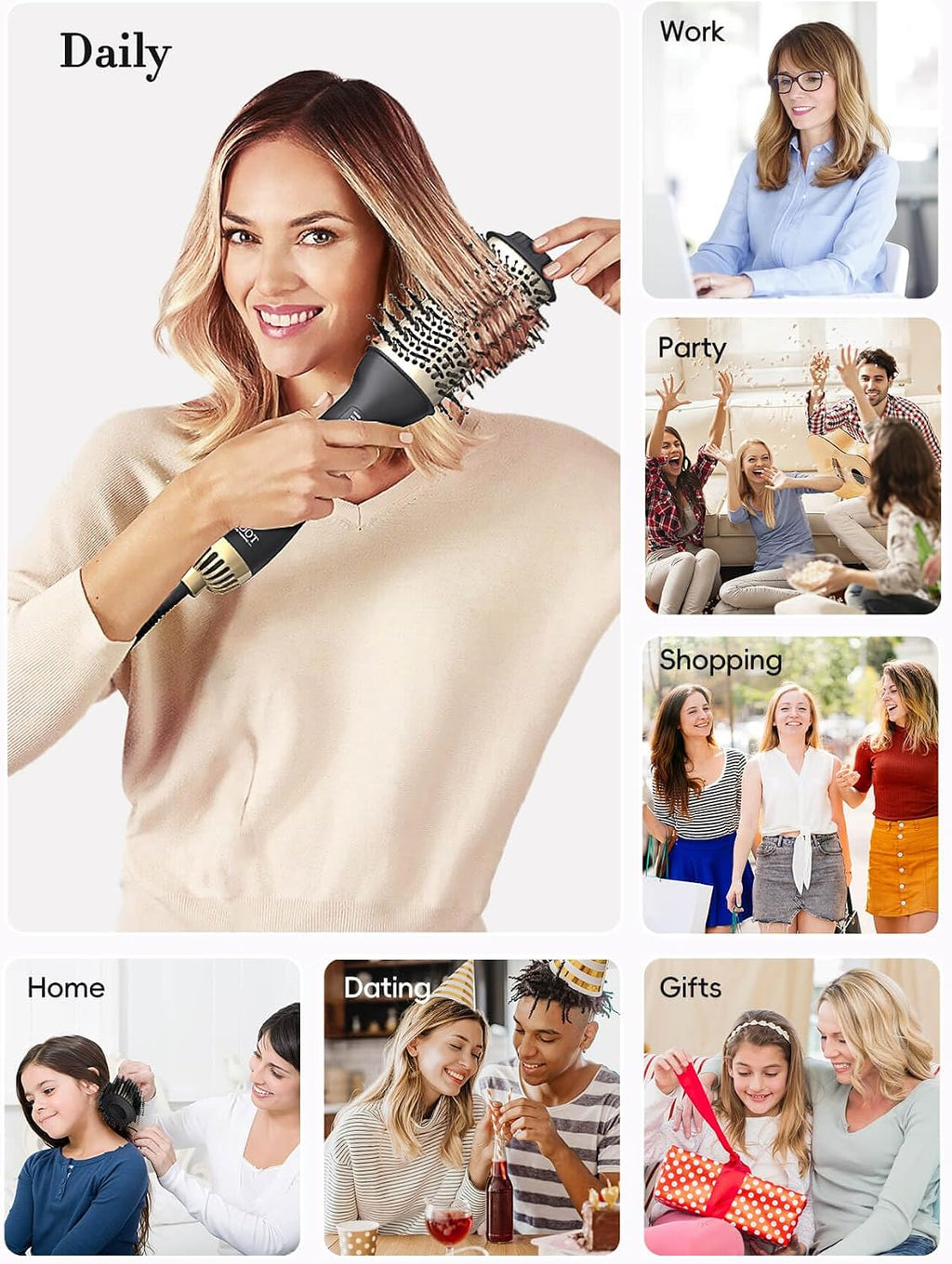 Hair Dryer Brush 60mm Oval Hot Air Styler Volumiser Blowout Brush LANDOT Ionic