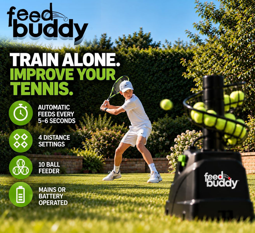 Feed Buddy Automatic Tennis Ball Machine – Portable Solo Practice Trainer