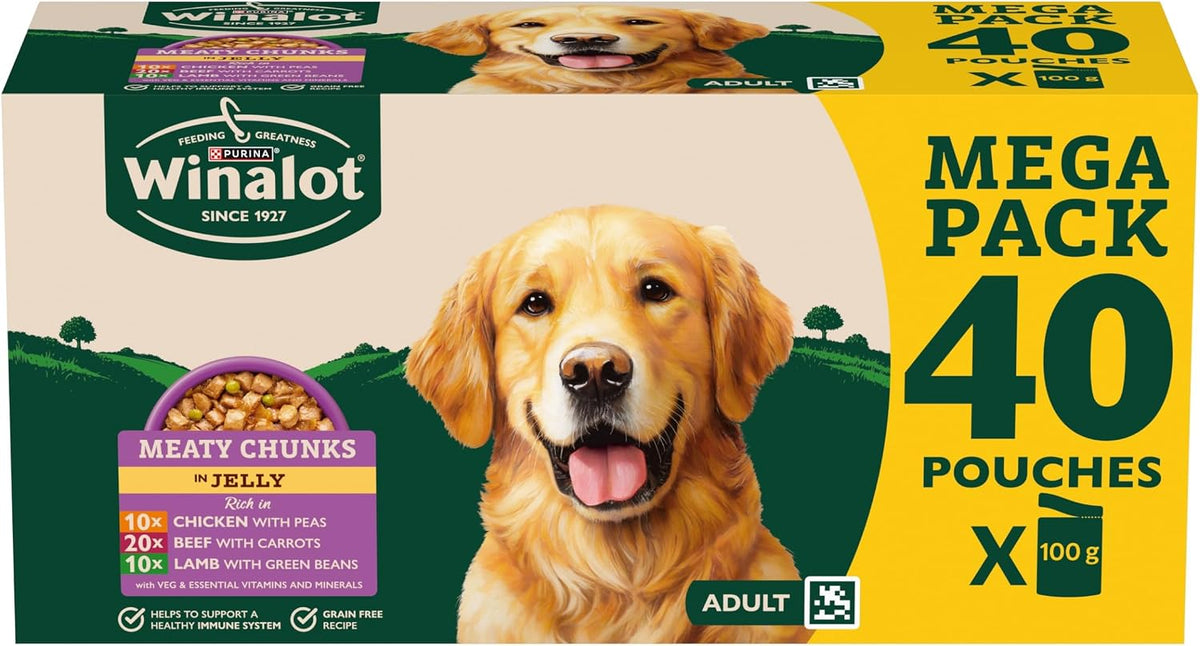 WINALOT Sunday Dinner Mixed in Gravy Wet Dog Food Pouches 40x100g