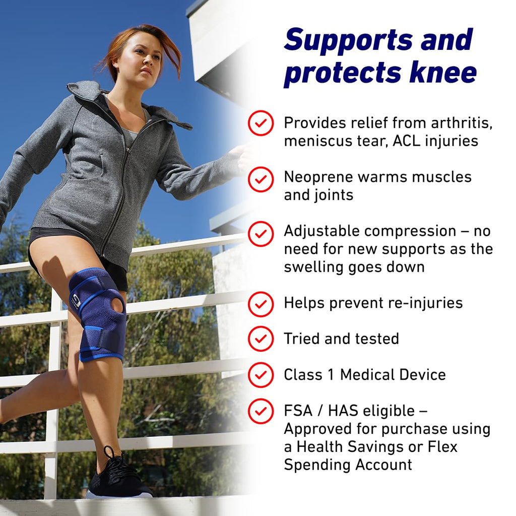 Neo-G Knee Support Open Patella Brace – Adjustable Compression – ONE SIZE