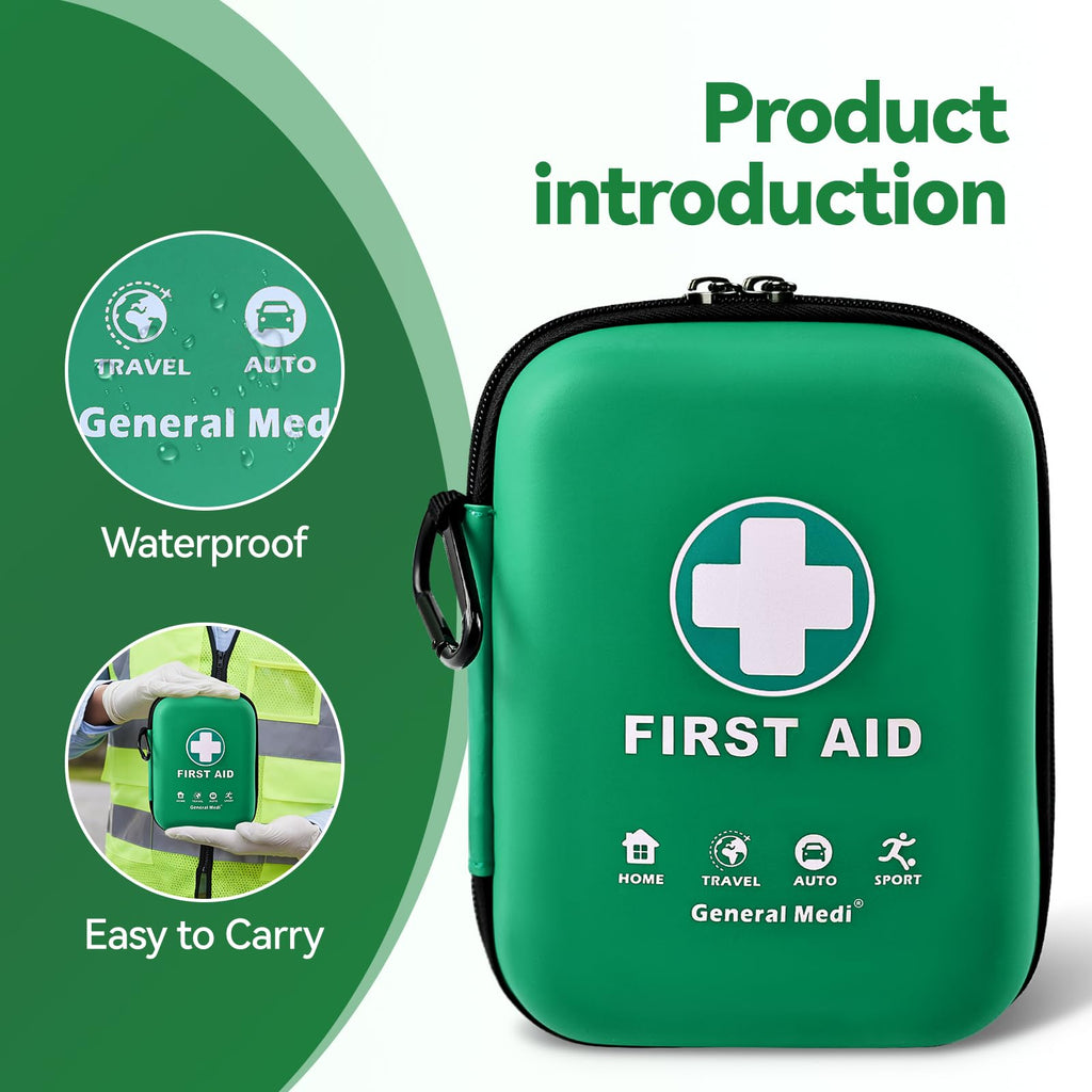 First Aid Kit - 170 Pieces Hard Case and Lightweight - Includes Instant Cold Pack,Emergency Blanket for Travel, Home, Office, Vehicle